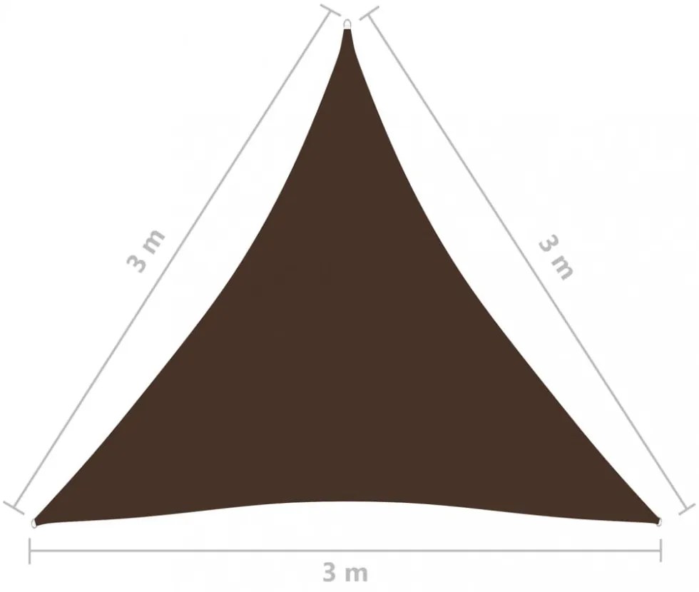 barna háromszögű oxford-szövet napvitorla 3 x 3 x 3 m