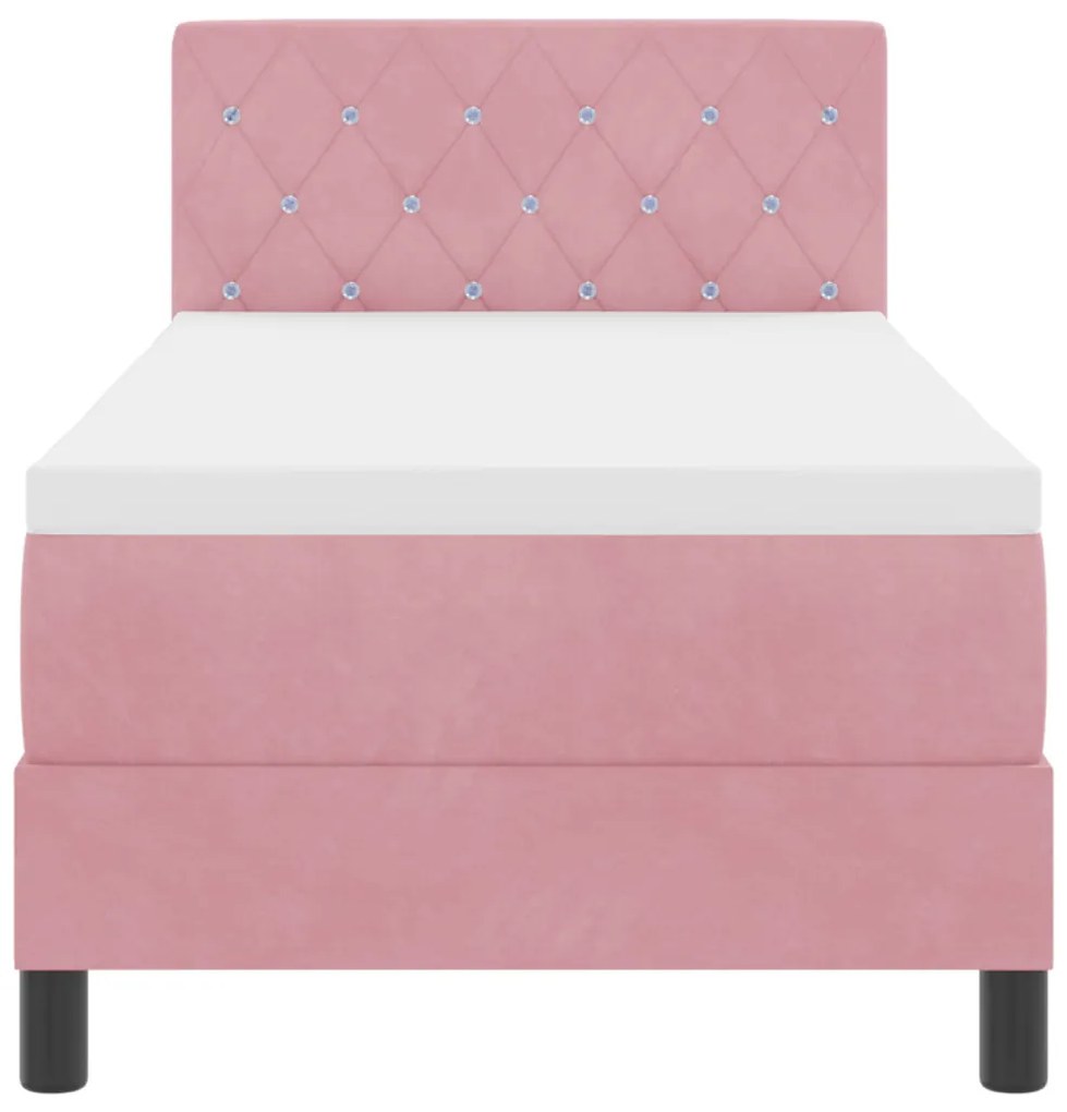 Boxspring Ágy Matraccal Rózsaszín 80x200 cm Bársony