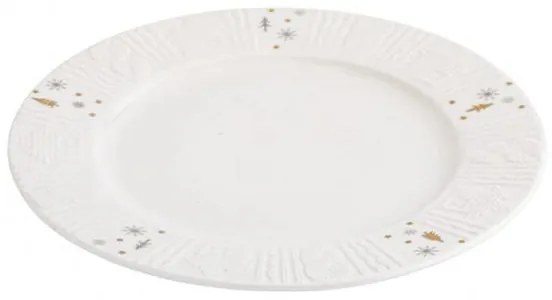 Karácsonyi dombor mintás hópelyhes porcelán desszertes tányér - 20 cm - Winter Glow