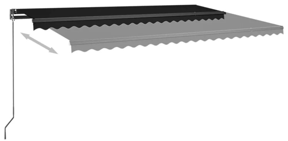 antracitszürke szélérzékelős és LED-es napellenző 500x300 cm
