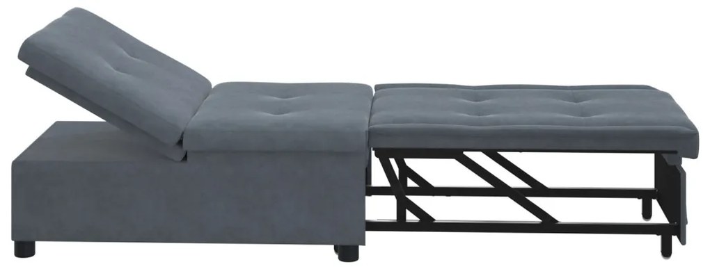 Sofa ágy 3 az 1-ben kihúzható dizájn sötétszürke bársony