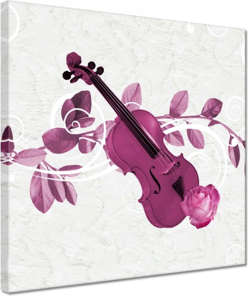 Vászonkép 30x30 Hegedű Zene Virágok