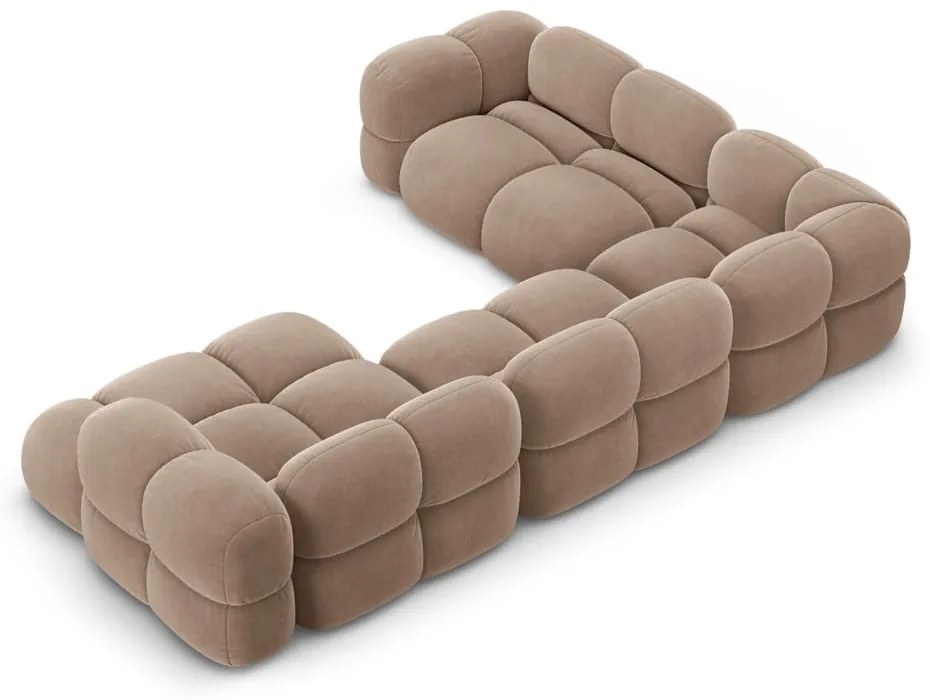 Barna bársony sarokkanapé (bal oldali-U alakú) Loretto – Cosmopolitan Design