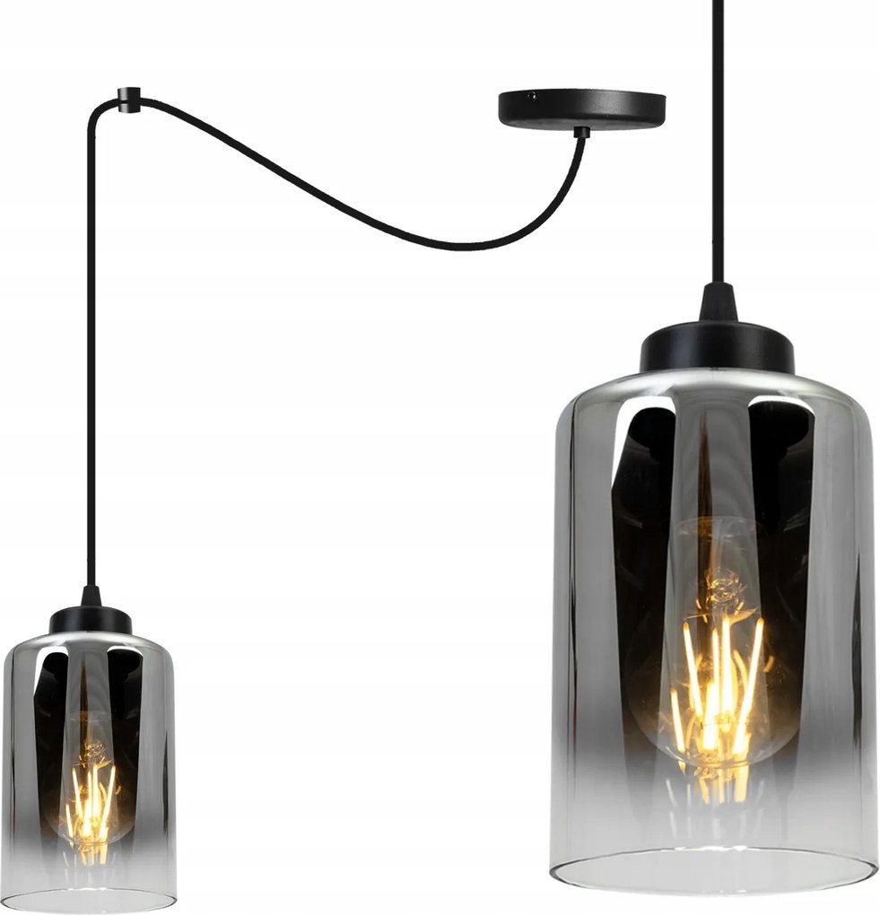 Mennyezeti Lámpa Lógó Csillár Fekete Szimpla Üveg Fekete Pók Loft