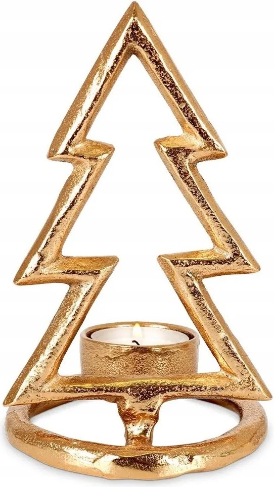Dekoratív Gyertyatartó Arany Karácsonyfa Gyertya Karácsonyi Dekoráció 16CM