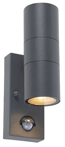 Kültéri fali lámpa antracit mozgásérzékelővel 2 lámpás IP44 - Duo