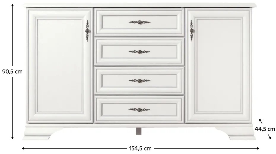 KENTAKT KOM2D4S komód, alpesi fehér