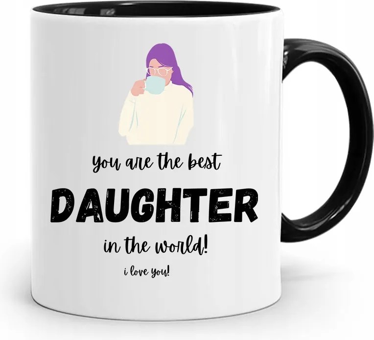 Fekete Bögre Ajándék Lányának Best Daughter fényképes nyomtatással