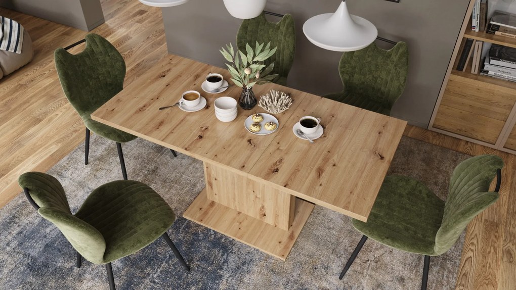 Mazzoni ASTON MINI Artisan Tölgy - MODERN NYITHATÓ EMELHETŐ DOHÁNYZÓASZTAL ÉTKEZŐASZTAL ÁTALAKÍTHATÓ ASZTAL