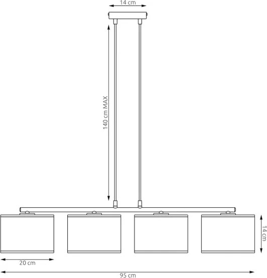 Kábeles csillár LUX 4xE27/15W/230V fekete/arany