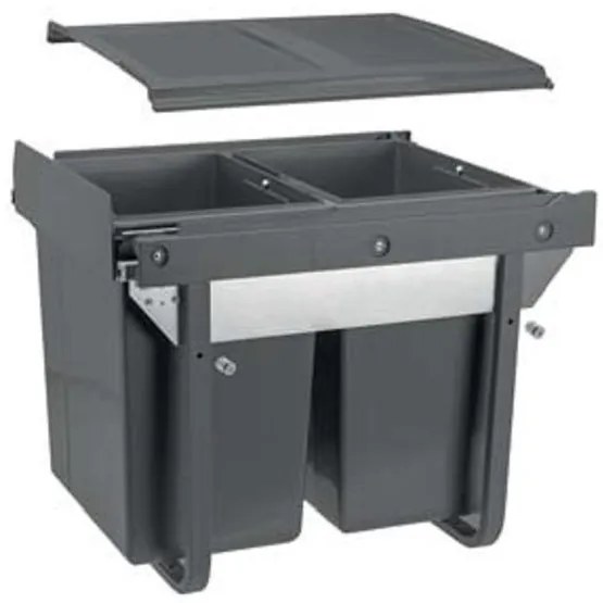 Hulladékgyűjtő GTV Practi Eco 450, szelektív, manuális működés, lágy záródás, 2*20 L edénnyel, fedéllel