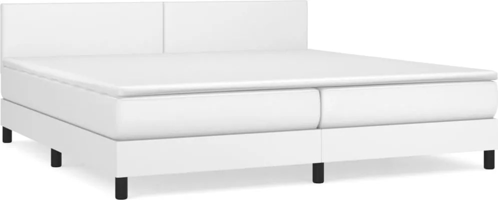 vidaXL fehér műbőr rugós ágy matraccal 200 x 200 cm
