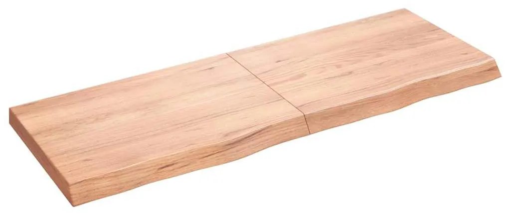 világosbarna kezelt tömör fa fürdőszobai pult 140x50x(2-6) cm