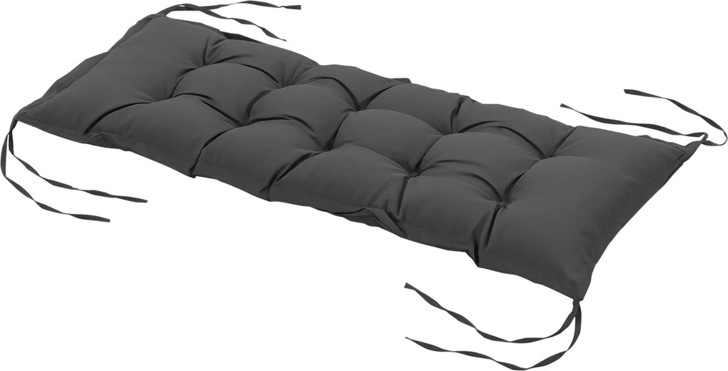 Outsunny Ülőpárna 100x40 cm Székpárna Kötőkkel, 10 cm Vastag Párnázás, Mosógépben Mosható Ülőfelület Otthonra, Kertbe, Kanapéra, Székekre, Sötétszürke