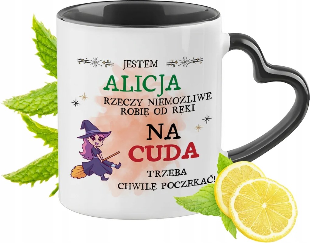 Alice Bögre Fekete Szív Alakú Füllel Ajándék Nyomtatott