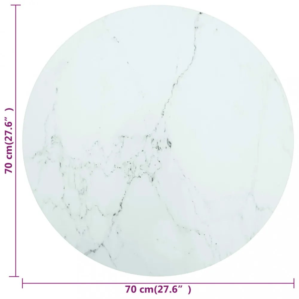 fehér edzett üveg asztallap márványdizájnnal Ø70 x 0,8 cm