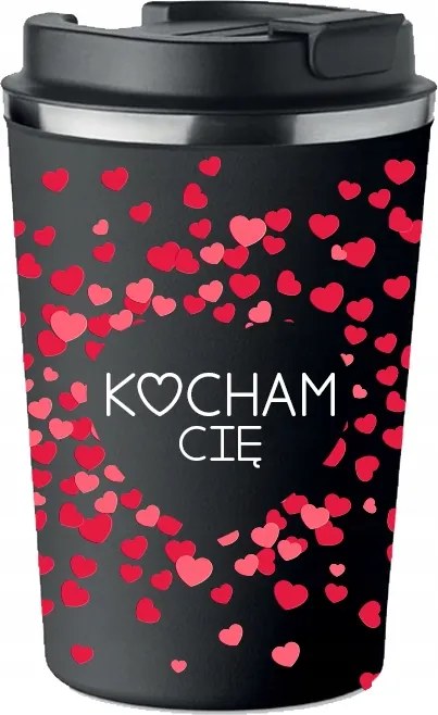 Prémium Termo Bögre fekete ajándék Valentin Napra Szeretlek KT_561_cz
