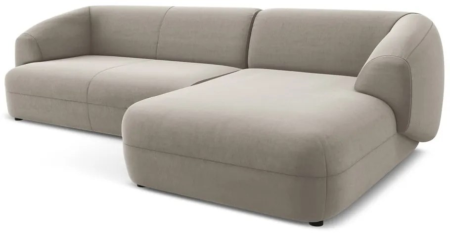 Bézs bársony sarokkanapé (jobb oldali) Moana – Makamii