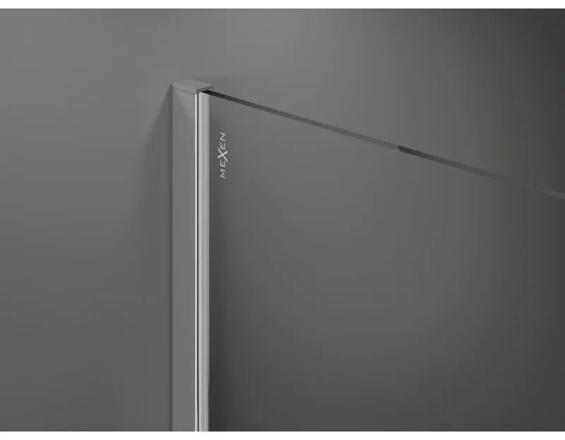 Mexen Kioto zuhanyparaván 120x200 cm 8 mm, króm profil, üveg fekete keret, 800-120-101-01-70