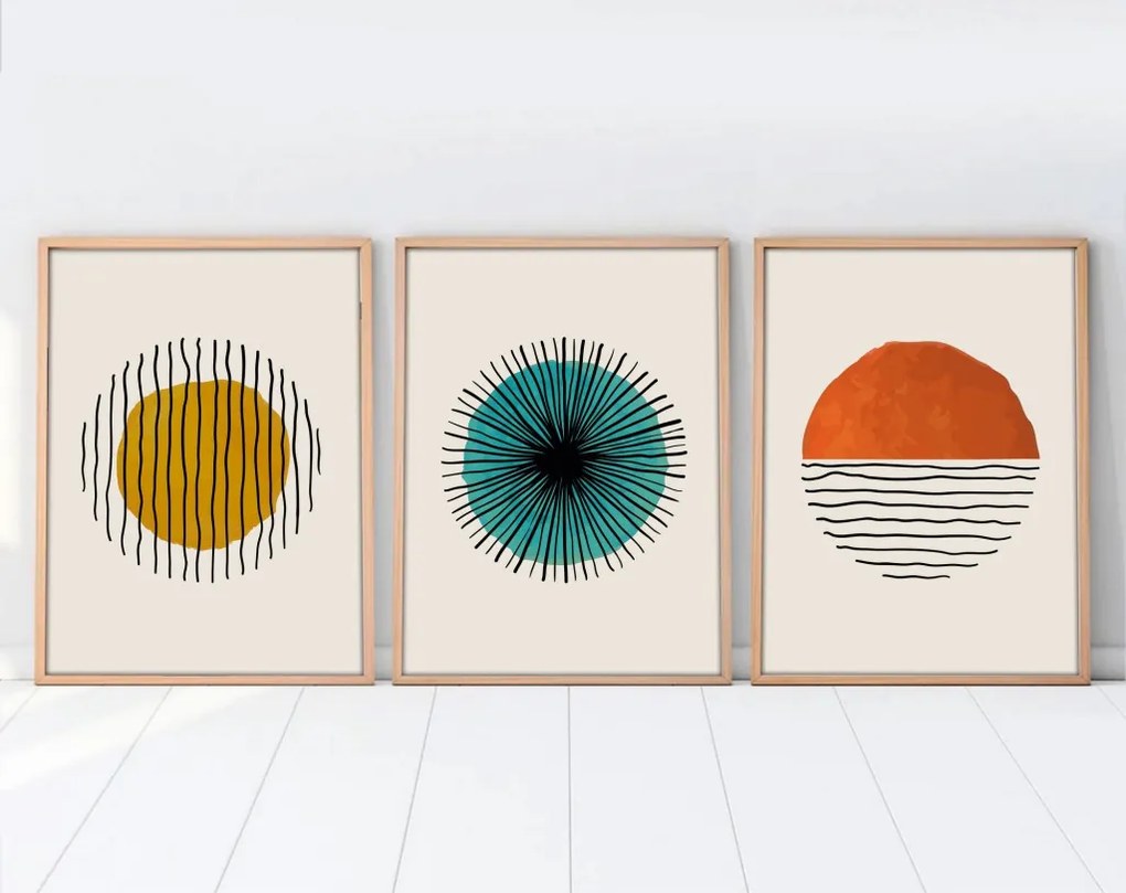 Huhu12 keretezett MDF falikép, 50 x 70 cm, 3 db-os szett