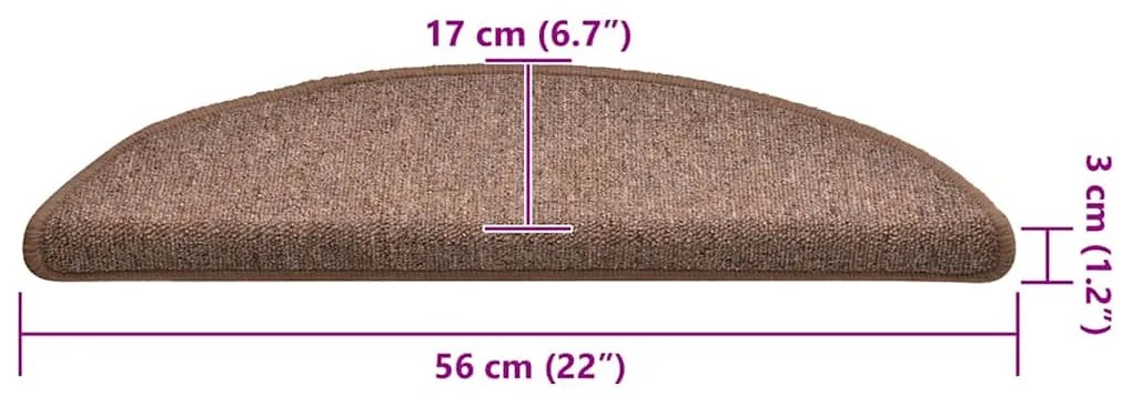 30 db barna lépcsőszőnyeg 56x17x3 cm