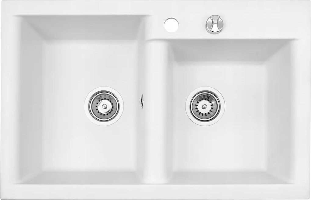 Estein 2K kétmedencés gránit mosogató 78 x 50 cm fehér
