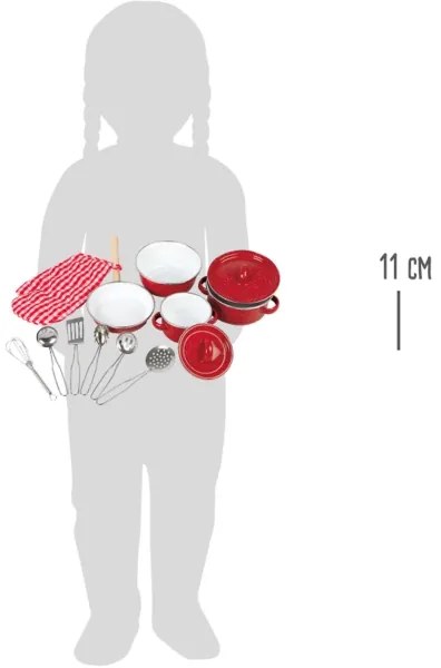 Small Foot - Children's fém kitchenware piros