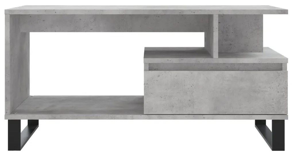 Betonszürke szerelt fa dohányzóasztal 90x49x45 cm