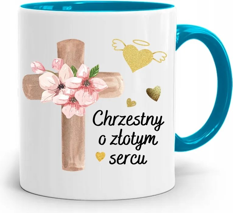 Keresztelői Bögre Kék Ajándék fényképes nyomtatással