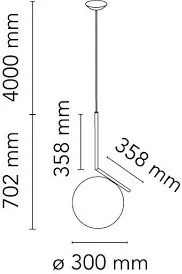 FLOS F3176059 Egyágú Függesztett Lámpa Üveg E27 IP20