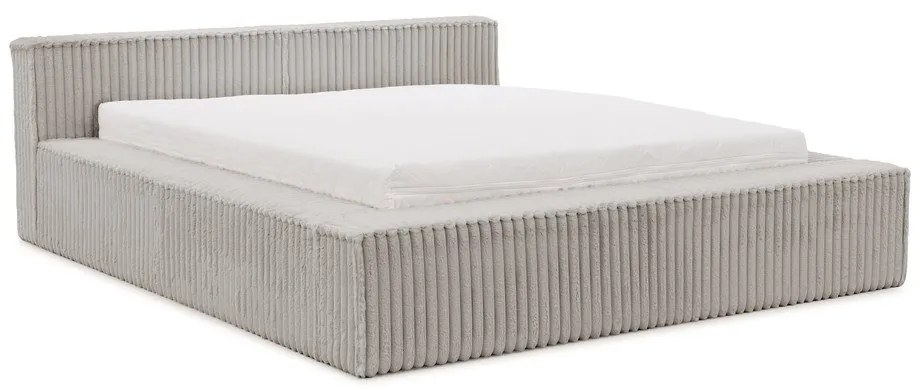 Szürke kárpitozott ágyneműtartós franciaágy ágyráccsal 140x200 cm Cloe – Ropez