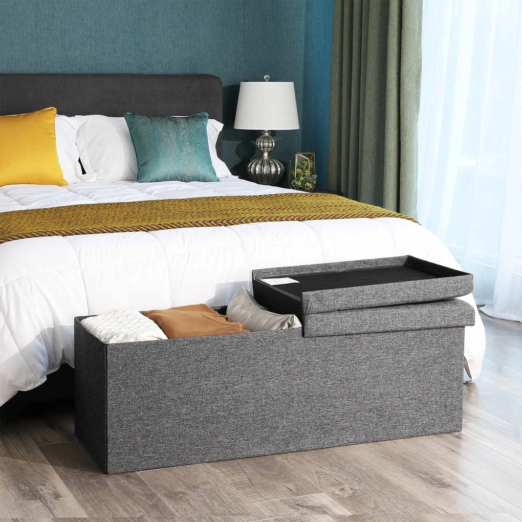 Taburett csukható fedéllel OTTOMAN 110x38 cm, sötétszürke