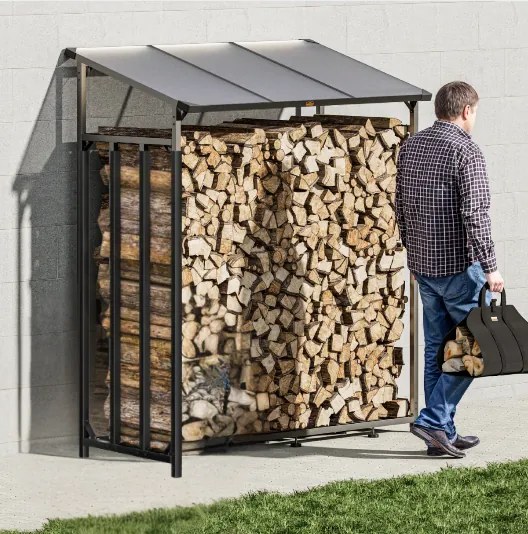 CORINA tüzifaház, 198x163x70cm, antracit/zöld Gardebruk