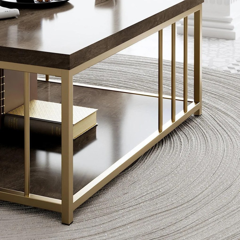 Dohányzóasztal Zenn - Walnut, Gold