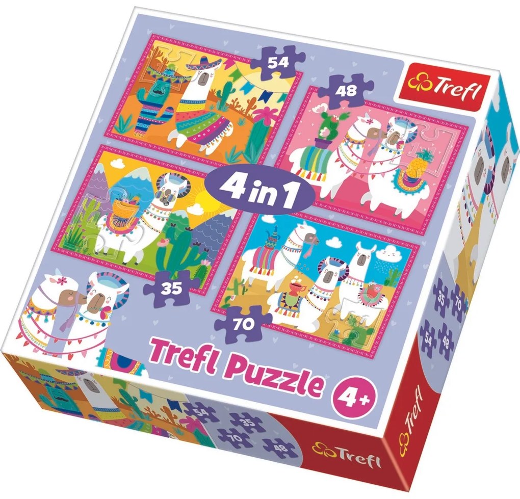 Trefl Puzzle Happy Llamák, 4 darab