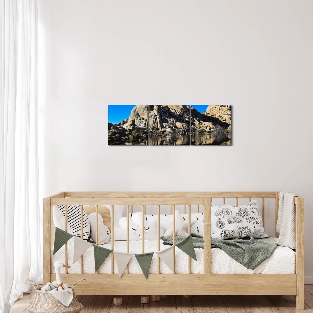 A tükröződő sziklák képe (órával) (90x30 cm)