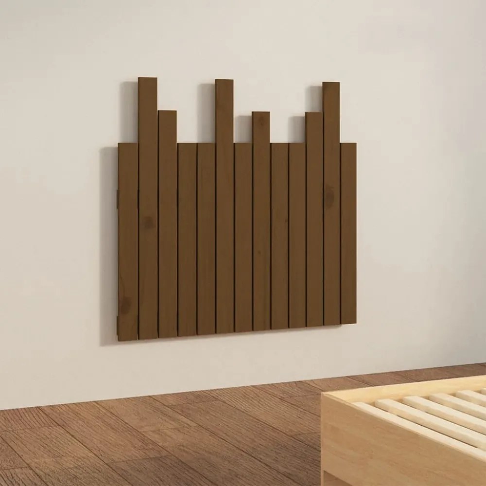 mézbarna tömör fenyőfa fali fejtámla 82,5 x 3 x 80 cm