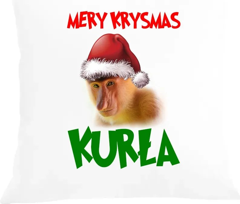 Párna párnahuzat karácsonyi mintás Merry Krysmas tyúk