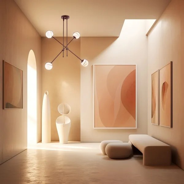 Argon 1842 - Csillár rúdon ABSOS 4xE14/7W/230V alabástrom barna