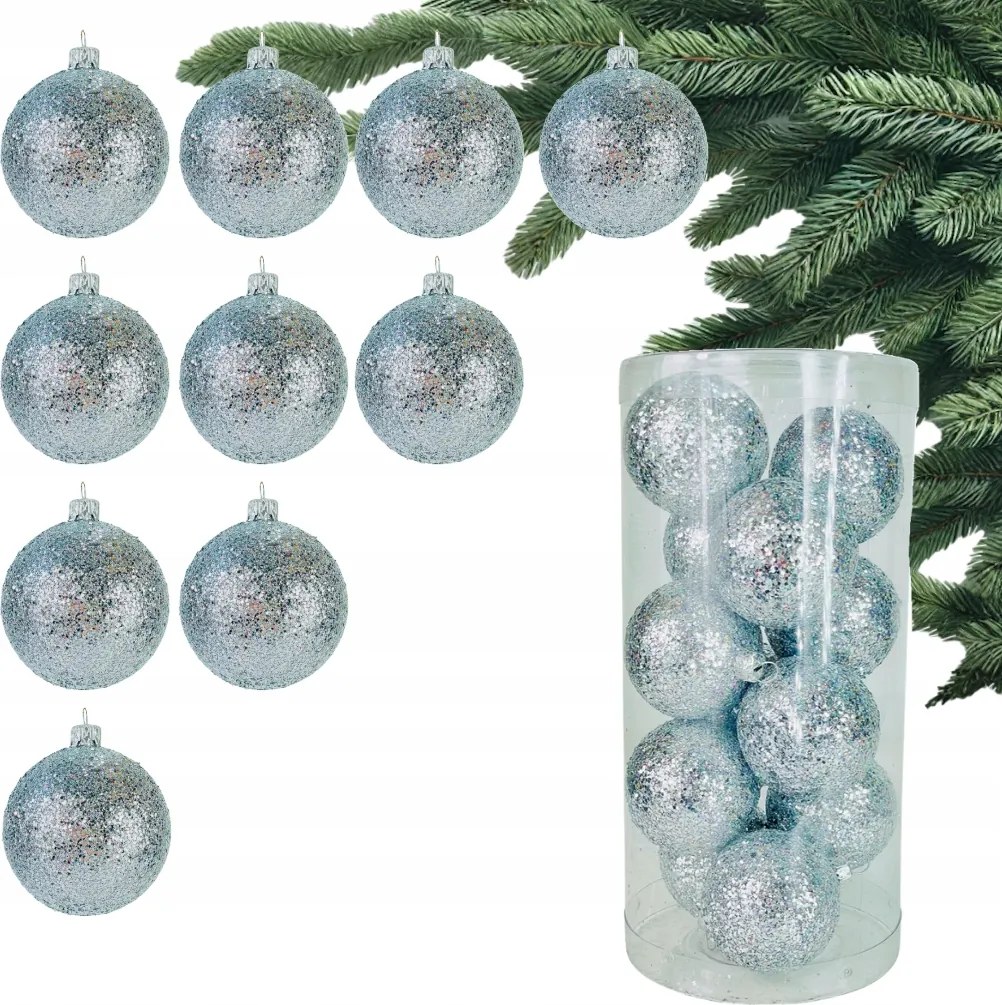 Ezüst Karácsonyfa Bombák Csillogó Buborékok karácsonyfára 10 db-os szett 5 cm
