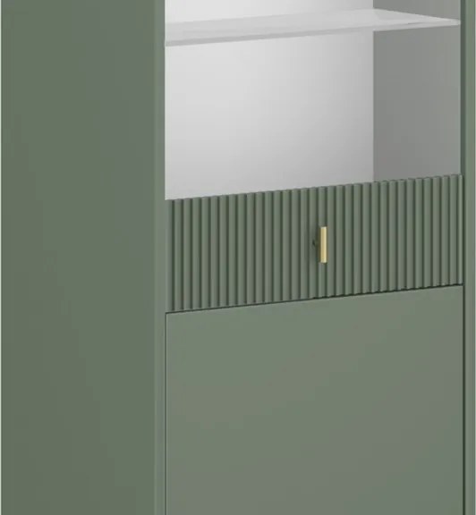 Komód 2 ajtós smoke green színben fekete elemekkel arany fogantyúkkal – MAGGIORE MA04