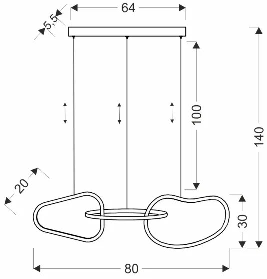 LED függeszték kábelen ANNELI LED/30W/230V 80 cm arany