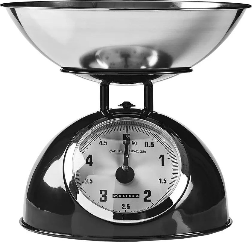 Melissa - Retro konyhai mérleg tálával, fekete