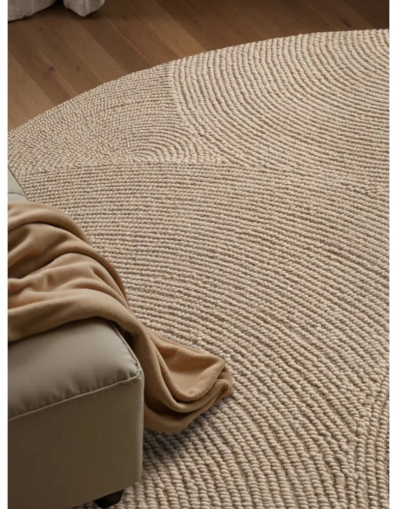 Bézs kézi szövésű gyapjú kerek szőnyeg ø 120 cm Calmio – Hanse Home