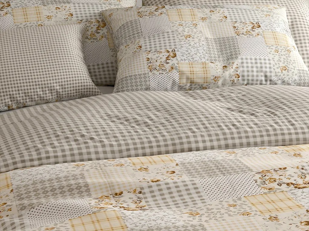 Renforcé pamut ágynemű PATCHWORK bézs Ágyneműhuzat mérete: 70 x 90 cm | 140 x 200 cm