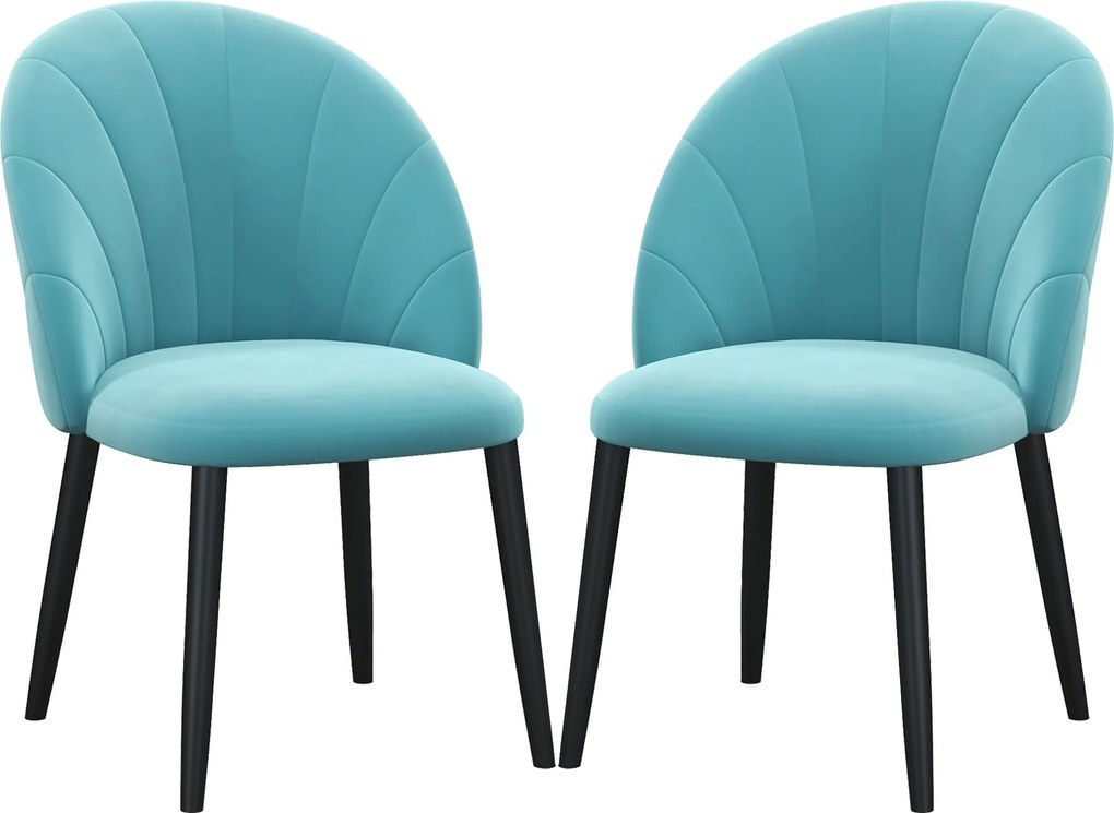 HOMCOM 2 db Bársony Étkezőszék, Konyhai és Nappali Szék Fém Lábbal és Héj Háttámlával, Bézs | Aosom