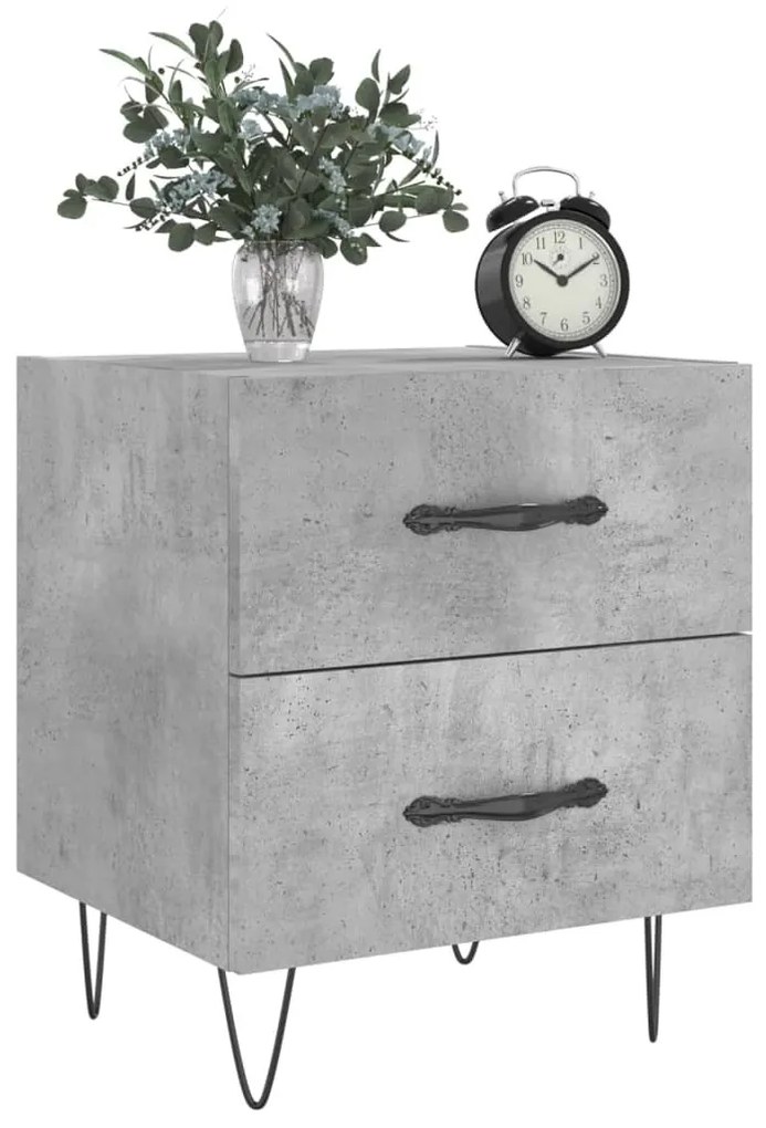 2 db betonszürke szerelt fa éjjeliszekrény 40 x 35 x 47,5 cm