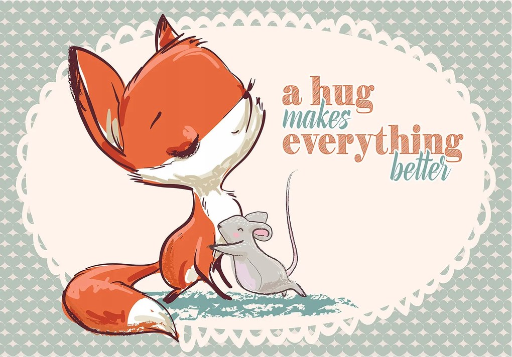 Fotótapéta Róka egér Hangulatos ölelések skandináv stílusban 300x210 +ragasztó
