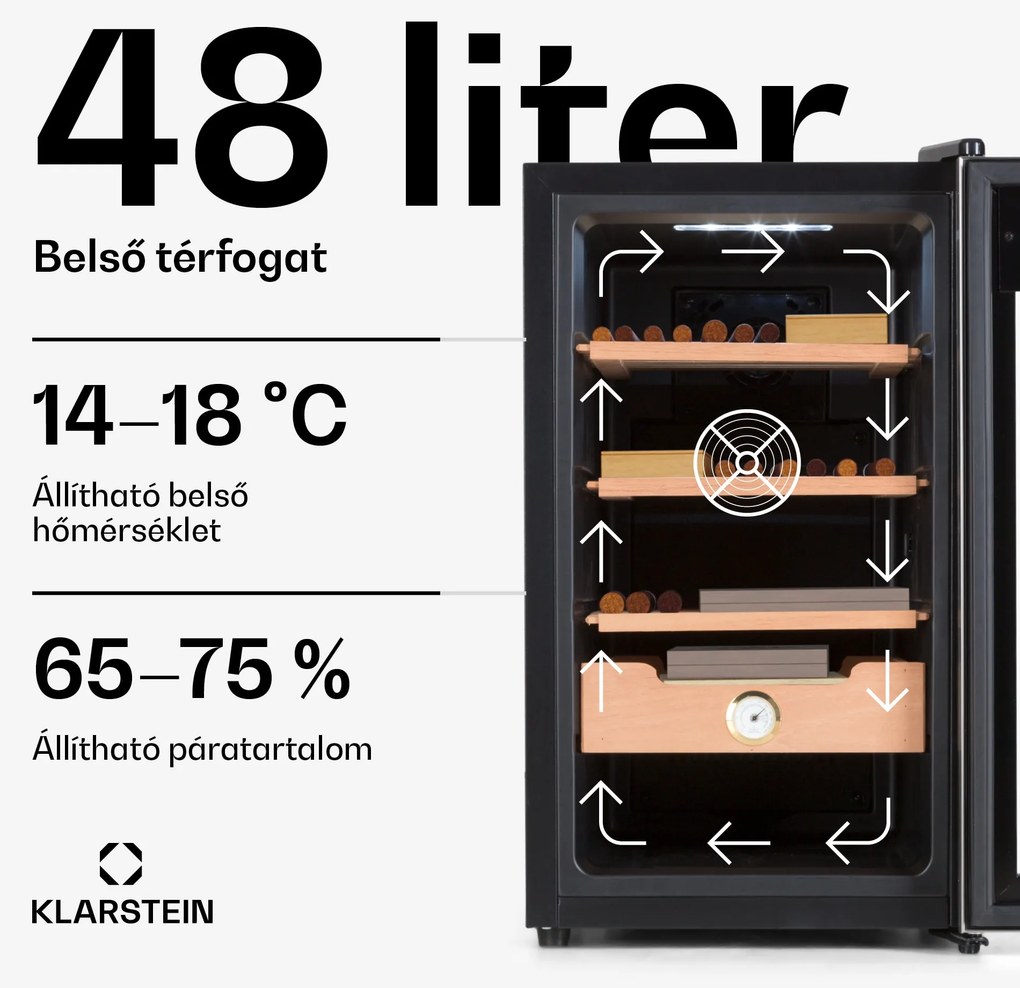 Klarstein El Presidente 48, humidor, 48 liter, 2 fiók, 1 cédrusfa rekesz
