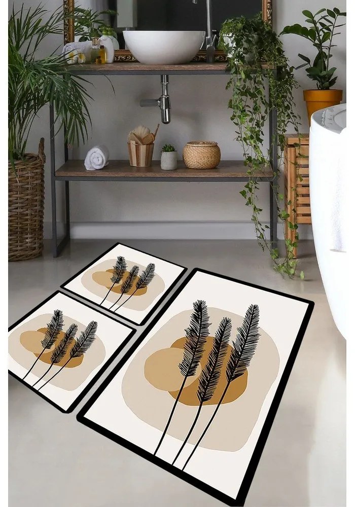 Barna fürdőszobai kilépő szett 3 db-os 60x100 cm Day Sunrise – Foutastic